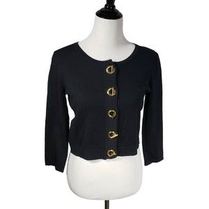 Spense Women's size Small Black & Gold Short Sweater NWT